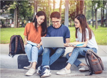 College students having a discussion in campus